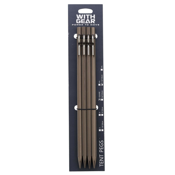WITHGEAR Square Pegs / 11.8 inches (30cm) Aluminum Tent Pegs